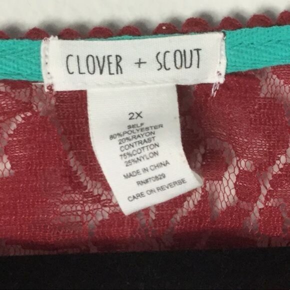 Clover & Scout Maroon Lace Hobo Tunic Blouse 2X NWT - Picture 4 of 5